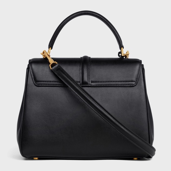 CELINE 16 Small Black Satinated Calfskin Bag FULL SET Top Handle Cross Body - Picture 3 of 15